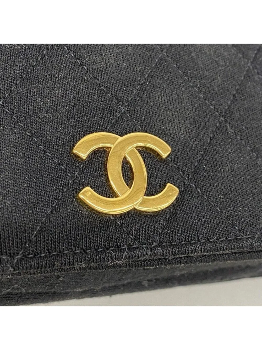 Chanel Shoulder Bag Quilted Jersey Black Gold